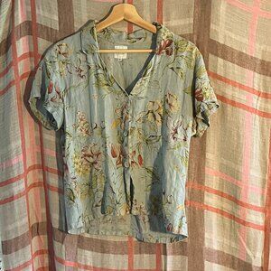ViaVai by Pollero button down short sleeve floral top M